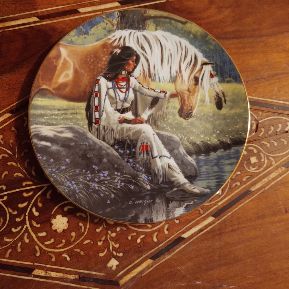 Decorative Plate with Horse and Native Woman